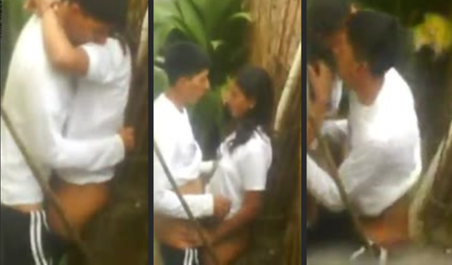 graban a alumnos de prepa cogiendo entre las hierbas