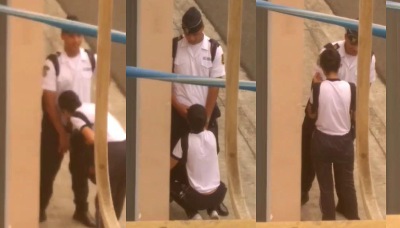 morrita colegiala la graban chupandosela al novio al salir del colegio