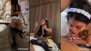 lleva a su novia al hotel y le pide que de disfraze de sirvienta puta y se ve buenisima