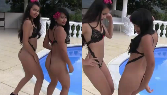 les pagan a dos morritas adolescentes para que les modelen trajes de baño de hilo