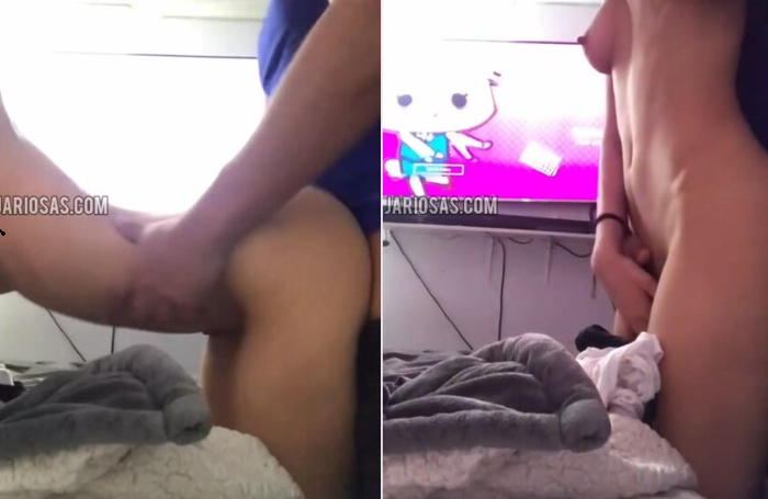 la jovencita colegiala se pone en cuatro sobre la camara para que la penetren