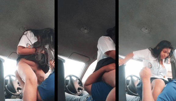 Culeando a una estudiante en el auto